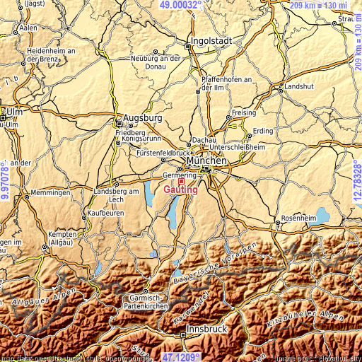 Topographic map of Gauting