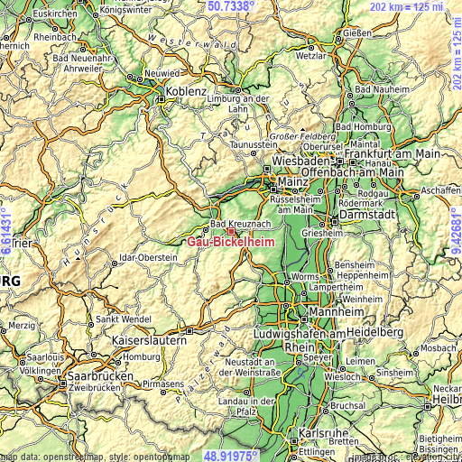 Topographic map of Gau-Bickelheim