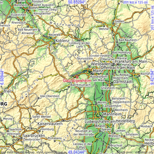 Topographic map of Gau-Algesheim