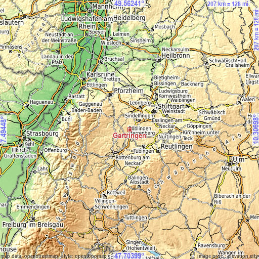 Topographic map of Gärtringen