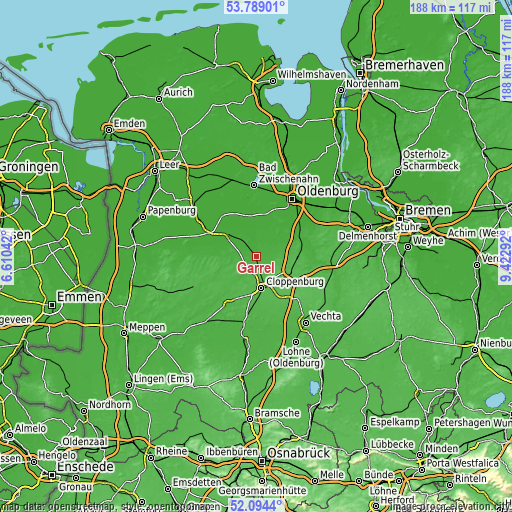 Topographic map of Garrel