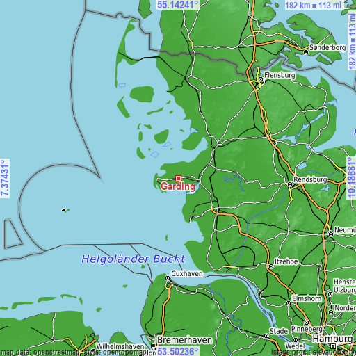 Topographic map of Garding