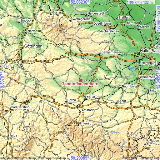 Topographic map of Gangloffsömmern