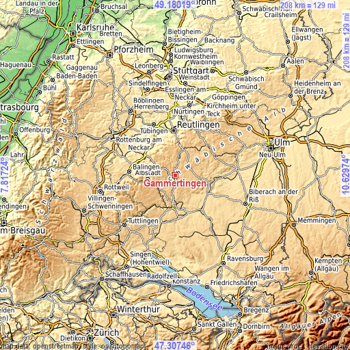 Topographic map of Gammertingen