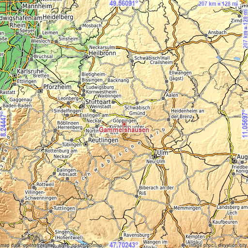 Topographic map of Gammelshausen