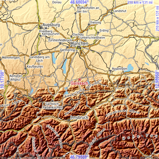 Topographic map of Gaißach