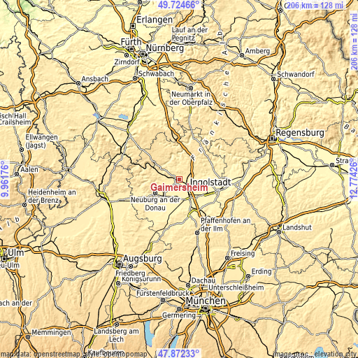 Topographic map of Gaimersheim