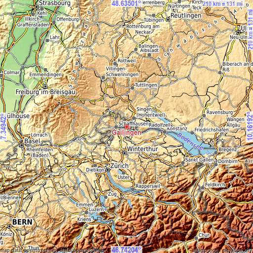 Topographic map of Gailingen