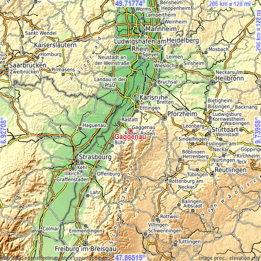 Topographic map of Gaggenau