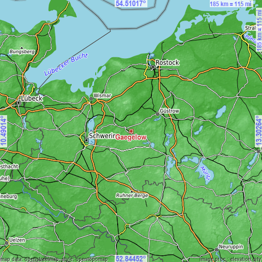 Topographic map of Gägelow