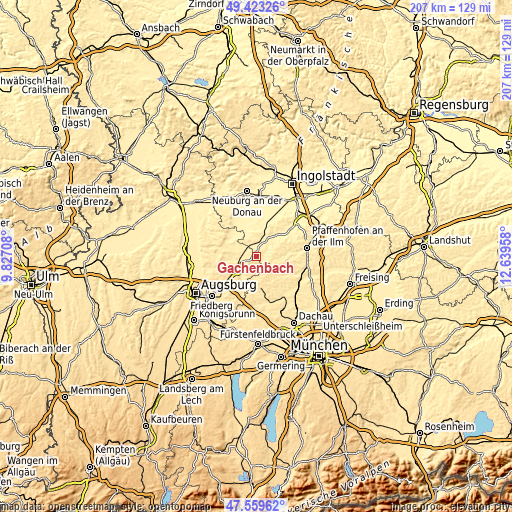 Topographic map of Gachenbach