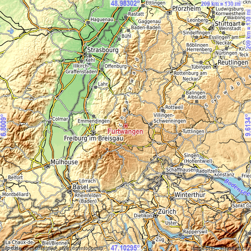 Topographic map of Furtwangen