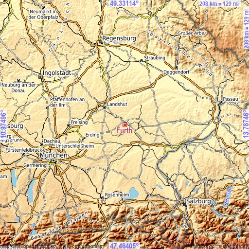 Topographic map of Furth