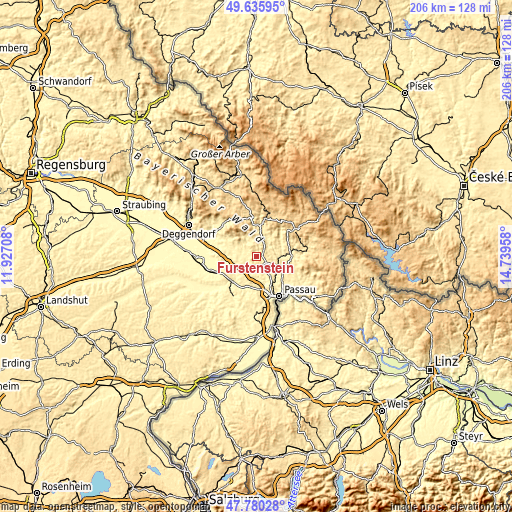 Topographic map of Fürstenstein