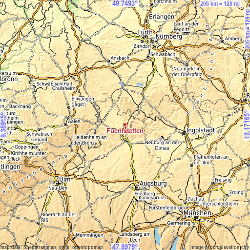 Topographic map of Fünfstetten