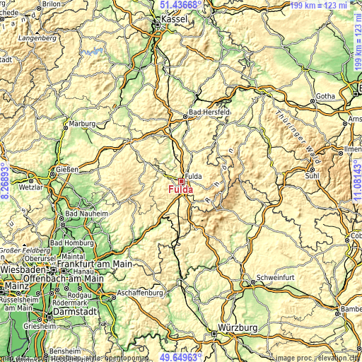Topographic map of Fulda