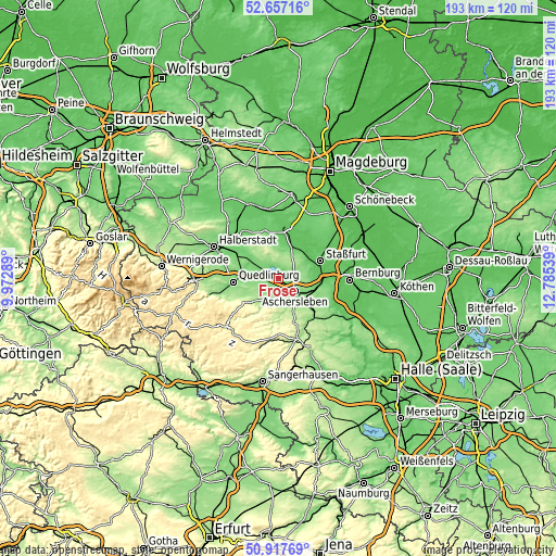 Topographic map of Frose