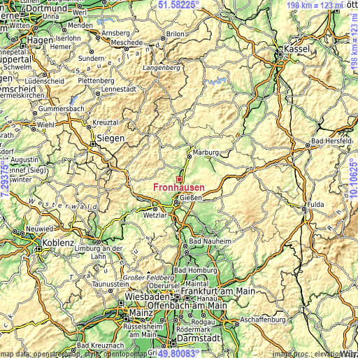 Topographic map of Fronhausen