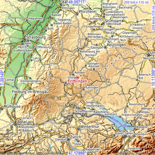Topographic map of Frittlingen