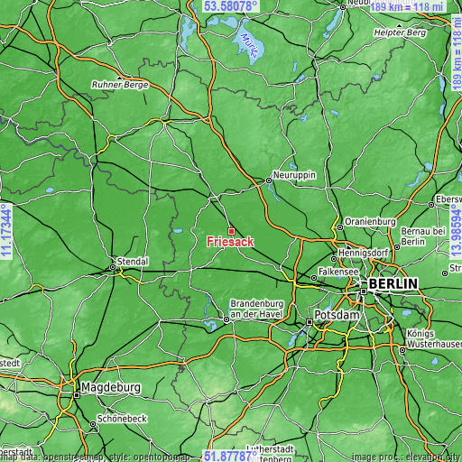 Topographic map of Friesack