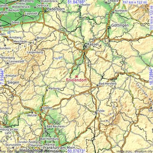 Topographic map of Frielendorf
