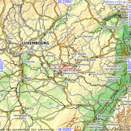 Topographic map of Friedrichsthal