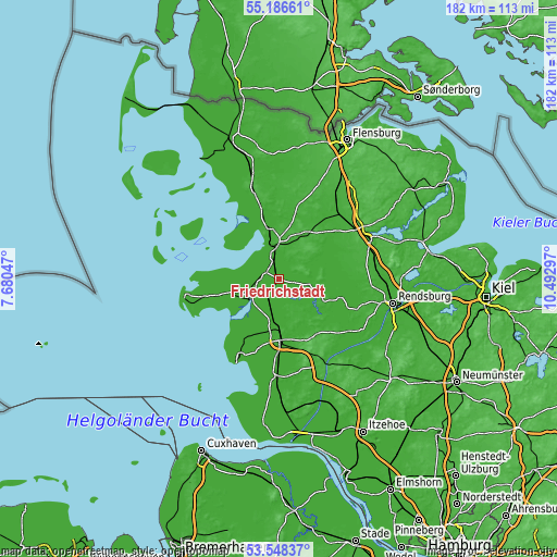 Topographic map of Friedrichstadt