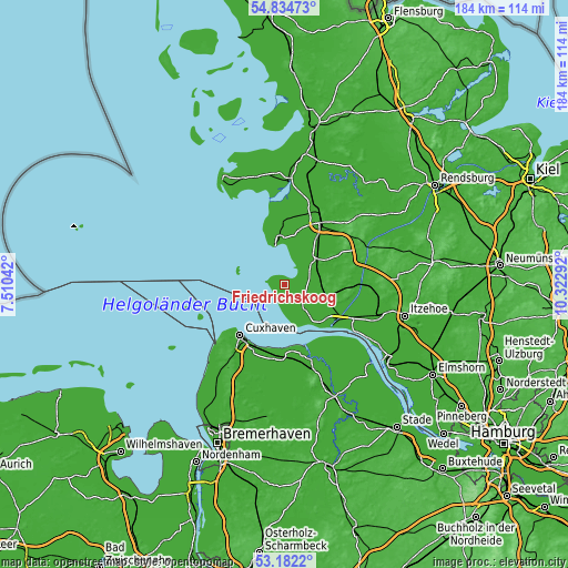 Topographic map of Friedrichskoog