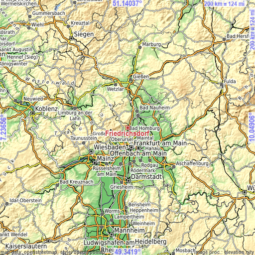 Topographic map of Friedrichsdorf