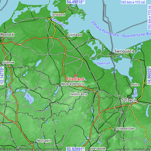 Topographic map of Friedland