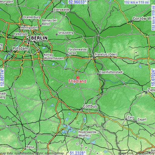 Topographic map of Friedland