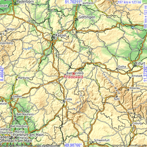 Topographic map of Friedewald