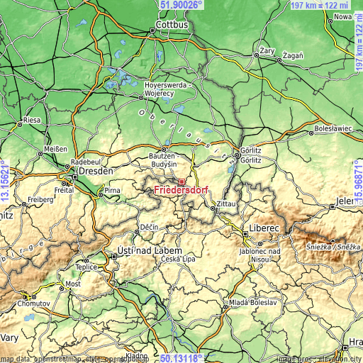 Topographic map of Friedersdorf