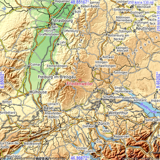 Topographic map of Friedenweiler