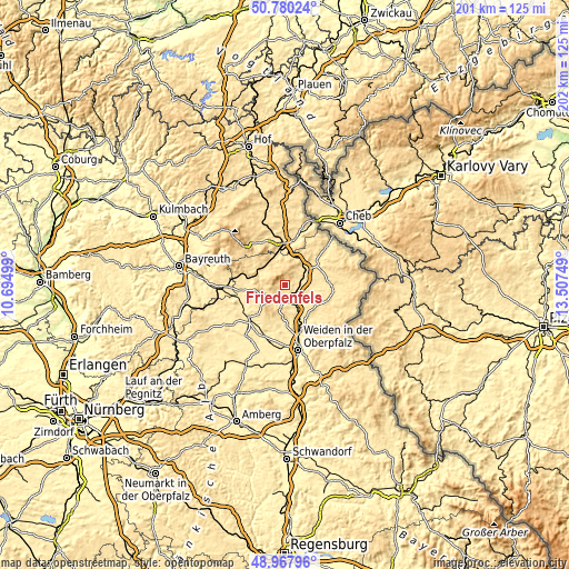 Topographic map of Friedenfels