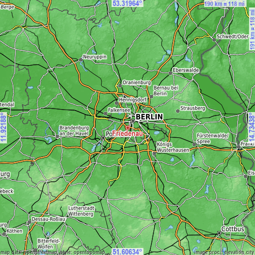 Topographic map of Friedenau