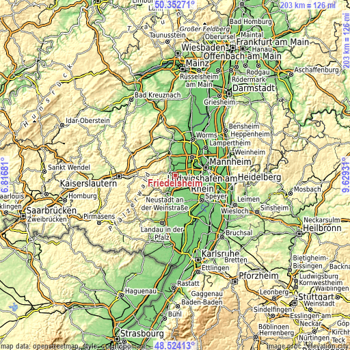 Topographic map of Friedelsheim