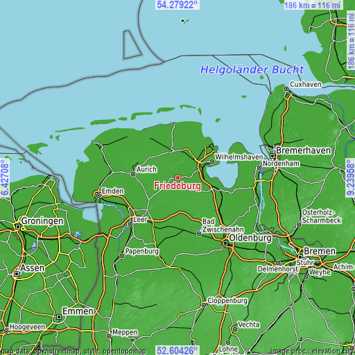 Topographic map of Friedeburg