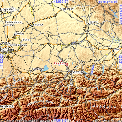 Topographic map of Fridolfing