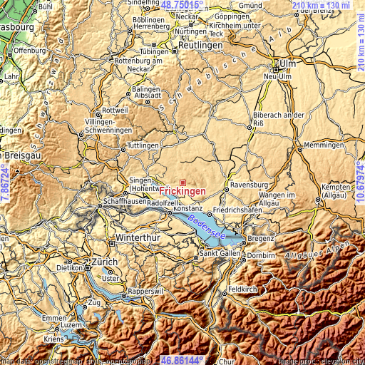 Topographic map of Frickingen