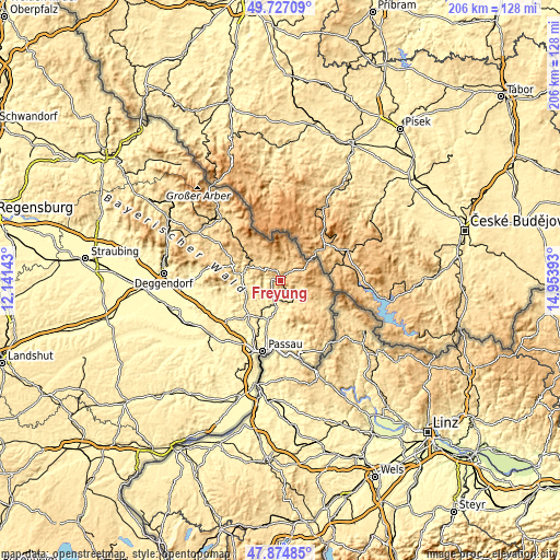 Topographic map of Freyung