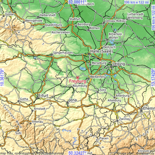 Topographic map of Freyburg