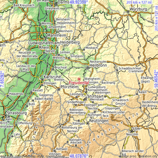 Topographic map of Freudental