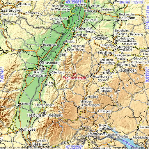 Topographic map of Freudenstadt