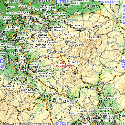 Topographic map of Freudenberg
