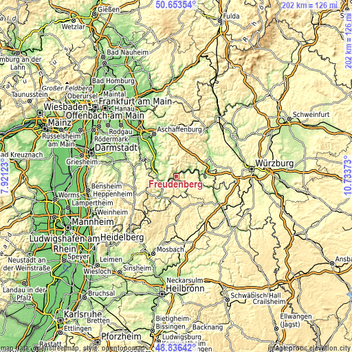 Topographic map of Freudenberg