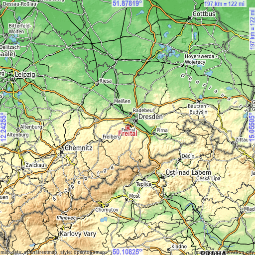 Topographic map of Freital