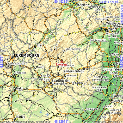 Topographic map of Freisen