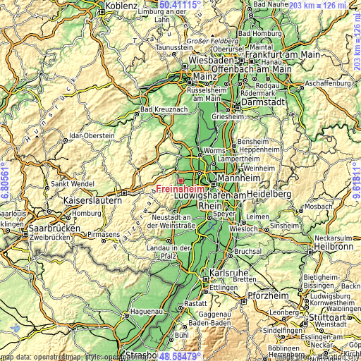 Topographic map of Freinsheim