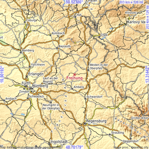 Topographic map of Freihung